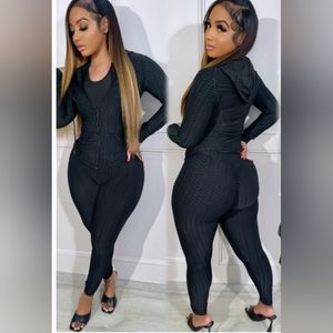 3 piece honeycomb scrunch booty pant set